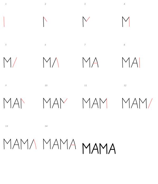 Как написать слово мама поэтапно