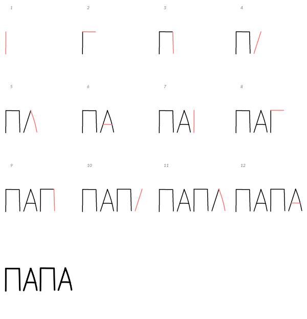 Как написать слово папа поэтапно